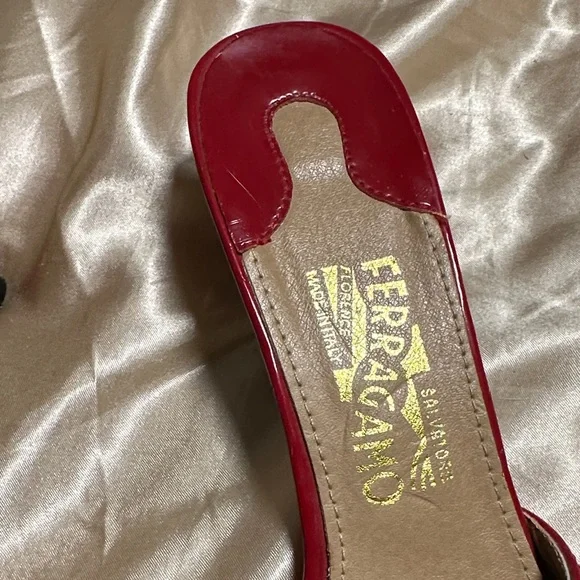 Salvatore Ferragamo Red Patent Leather Mules - Picture 2 of 10